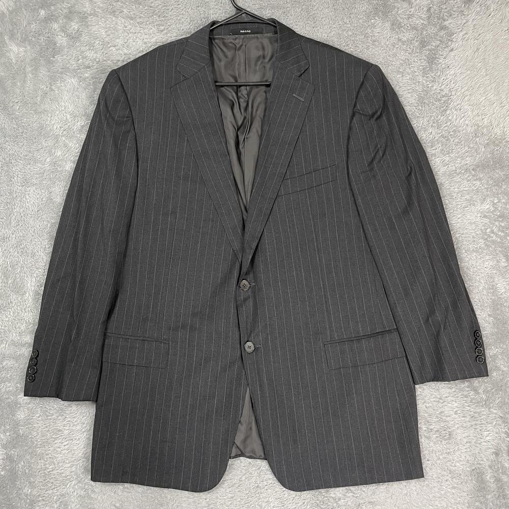 Ermenegildo Zegna Suit Jacket Mens IT 58L Gray Pinstripe Wool 2 Button Italy
